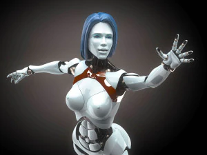Robotic Woman Cyborg Realistic 3D Model