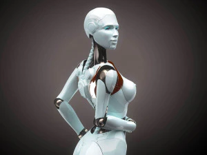 Robotic Woman Cyborg Realistic 3D Model