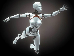 Robotic Woman Cyborg Realistic 3D Model