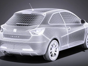Seat Ibiza 3-door 2016 vray 3D Model