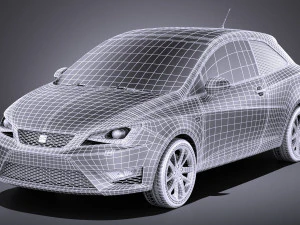 Seat Ibiza 3-door 2016 vray 3D Model