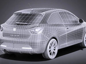 Seat Ibiza 3-door 2016 vray 3D Model