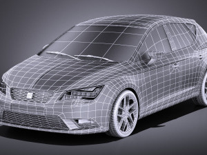 Seat Leon 2016 vray Modelo 3D