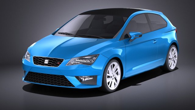 Seat Leon SC 2016 3-door vray 3Dモデル .c4d .max .obj .3ds .fbx .stl .blend 