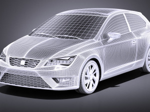 Seat Leon SC 2016 3-door vray 3Dモデル