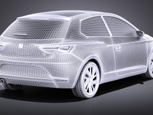 Seat Leon SC 2016 3-door vray 3Dモデル