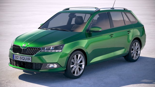 Skoda Fabia Combi 2019 3D Model .c4d .max .obj .3ds .fbx .stl .blend