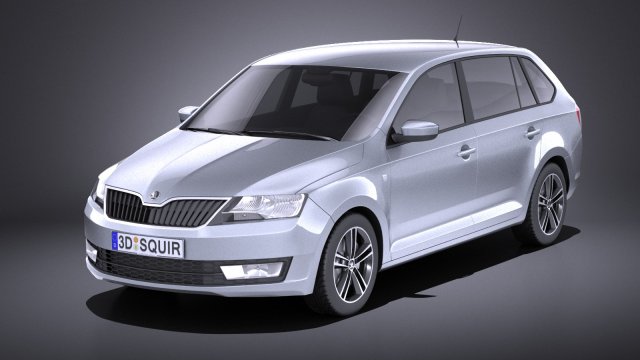 Skoda Rapid Spaceback 2017 vray 3D Модель .c4d .max .obj .3ds .fbx .stl .blend