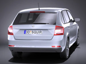 Skoda Rapid Spaceback 2017 vray 3D Model