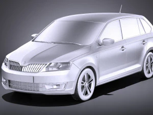 Skoda Rapid Spaceback 2017 vray 3D Model