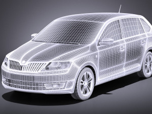 Skoda Rapid Spaceback 2017 vray 3D Модель