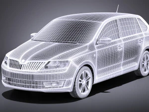 Skoda Rapid Spaceback 2017 vray 3D Model
