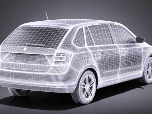 Skoda Rapid Spaceback 2017 vray 3D Model