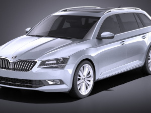 Skoda Superb Kombi 2017 vray Modello 3D