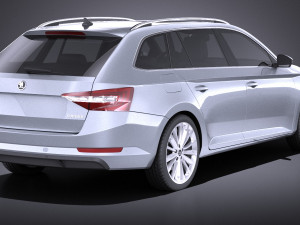 Skoda Superb Kombi 2017 vray 3Dモデル