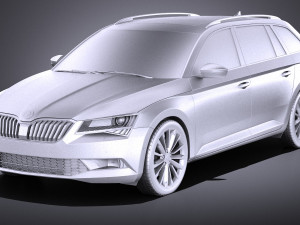 Skoda Superb Kombi 2017 vray 3Dモデル