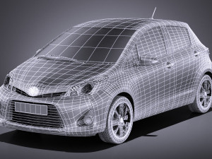 Toyota Yaris Hybrid 2014 vray Modèle 3D