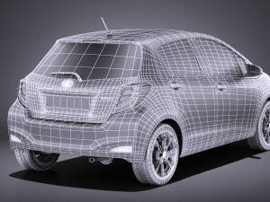 Toyota Yaris Hybrid 2014 vray Modèle 3D