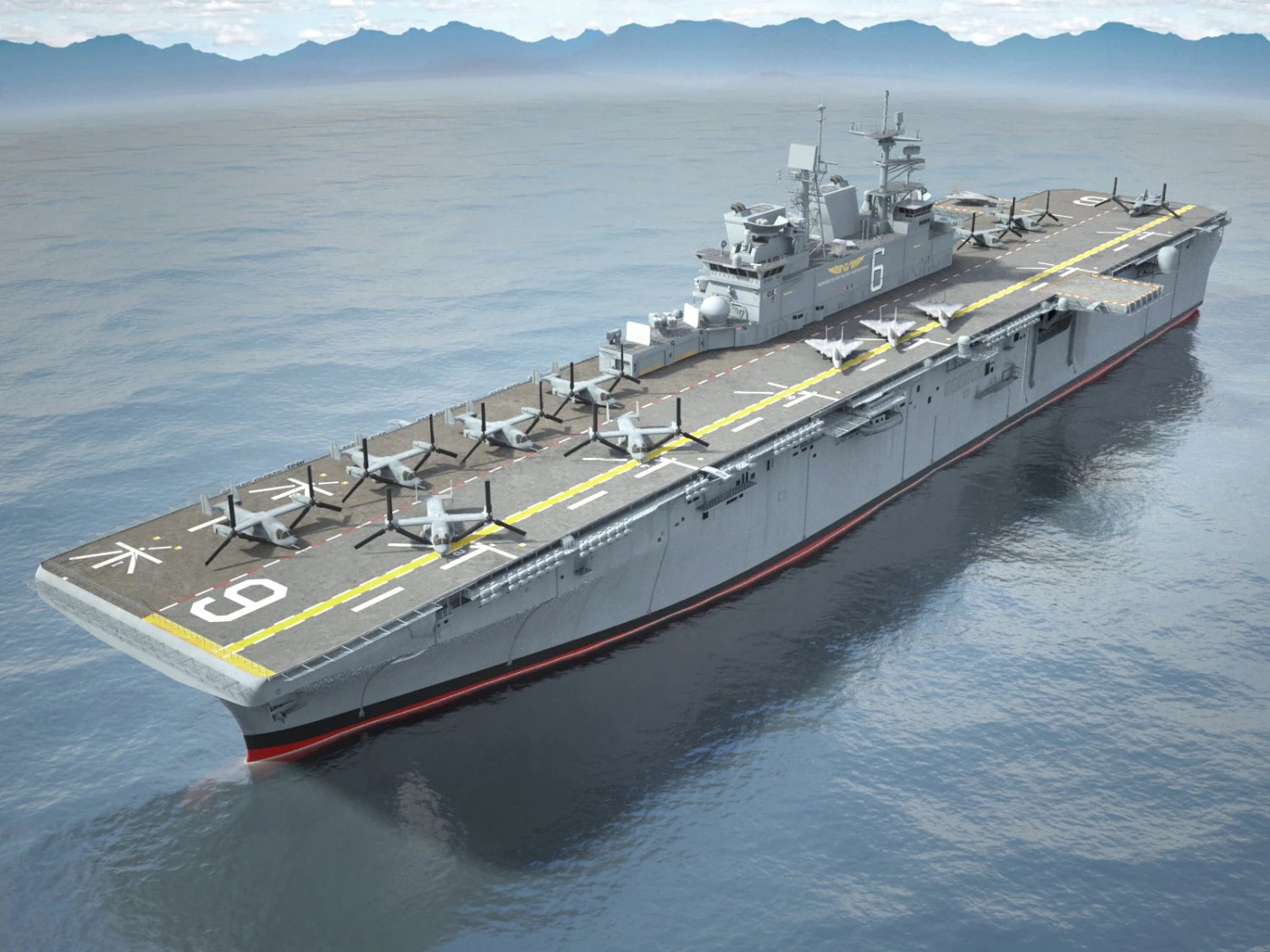 USS America LHA-6 Carrier 3D Model .c4d .max .obj .3ds .fbx .stl .blend 