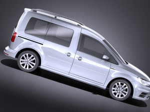 Volkswagen Caddy Passenger Van 2018 vray 3D Model