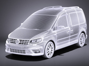 Volkswagen Caddy Passenger Van 2018 vray 3D Model