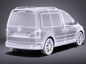 Volkswagen Caddy Passenger Van 2018 vray 3D Model