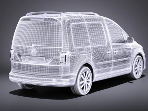 Volkswagen Caddy Passenger Van 2018 vray 3D Model