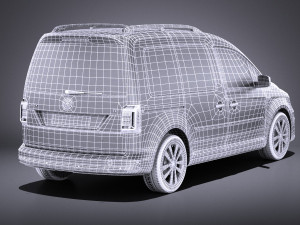 Volkswagen Caddy Passenger Van 2018 vray 3D Model