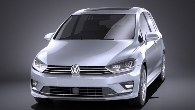 volkswagen golf sportsvan 2015 vray 3D Model in Van ve Minivan 3DExport
