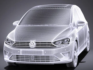Volkswagen Golf Sportsvan 2015 vray Model 3D