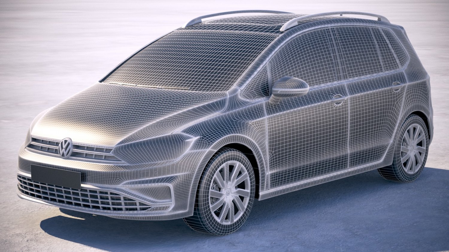 vw golf sportsvan 2014 3D Model in Van and Minivan 3DExport