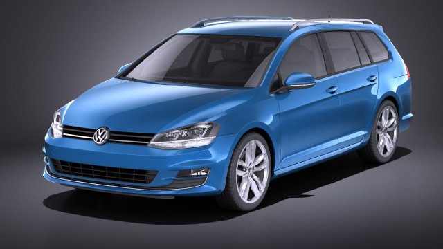 Volkswagen Golf Variant 2014 vray 3D 模型 .c4d .max .obj .3ds .fbx .stl .blend