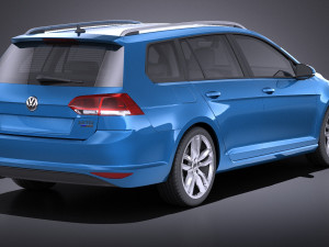 Volkswagen Golf Variant 2014 vray 3D 模型