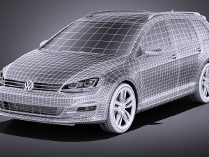 Volkswagen Golf Variant 2014 vray 3D 模型