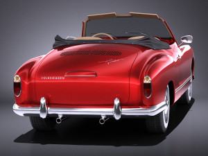 Volkswagen Karmann Ghia Cabrio 1955-1974 vray 3D 모델