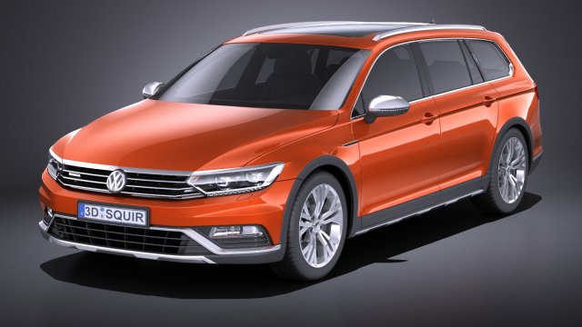 Volkswagen Passat Alltrack 2016 vray 3D Model .c4d .max .obj .3ds .fbx .stl .blend