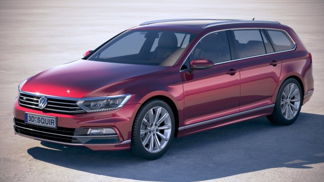Volkswagen Passat Variant R-line 2018 Model 3D .c4d .max .obj .3ds .fbx .stl .blend