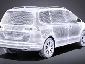 Volkswagen Sharan 2016 vray Modello 3D