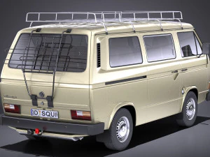 Volkswagen T3 Passenger 1979-1988 vray 3D Model
