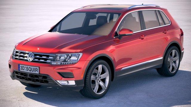 Volkswagen Tiguan USA 2018 3D Model .c4d .max .obj .3ds .fbx .stl .blend