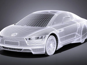 Volkswagen XL1 2014 vray 3D Model