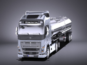 Volvo FH16 Globtrotter Tanker 2013-2015 vray Modello 3D