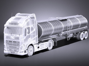 Volvo FH16 Globtrotter Tanker 2013-2015 vray Modello 3D