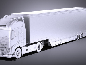 Volvo FH16 Globtrotter Trailer 2013 vray Model 3D
