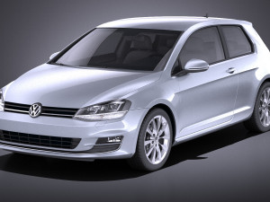 Volkswagen Golf VII 3-doors 2013 vray 3D Model