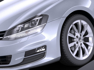 Volkswagen Golf VII 3-doors 2013 vray Model 3D