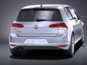Volkswagen Golf VII 3-doors 2013 vray Model 3D
