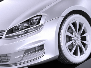 Volkswagen Golf VII 3-doors 2013 vray Model 3D