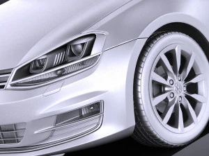 Volkswagen Golf VII 3-doors 2013 vray 3D Model