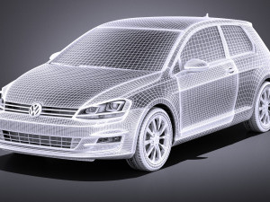 Volkswagen Golf VII 3-doors 2013 vray Model 3D